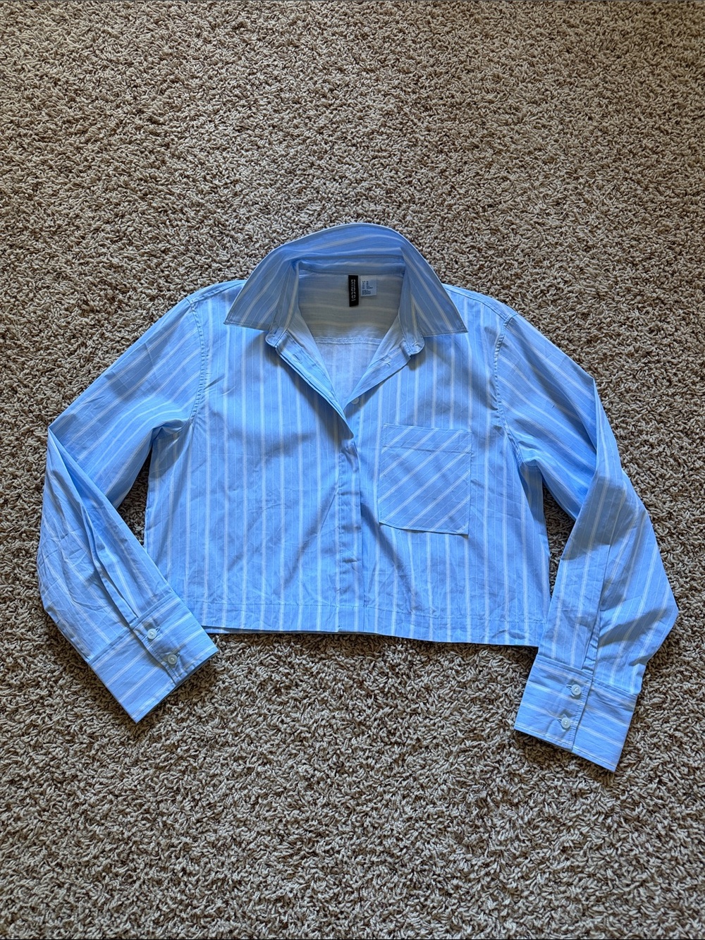 H&M Light Blue and White Striped Button-Down Shirt